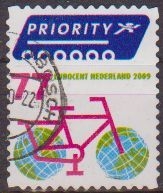 Holanda 2009 Sello Prioritario Bicicleta con ruedas del mundo usado Stamps Netherlands Holland Hollande Olanda 